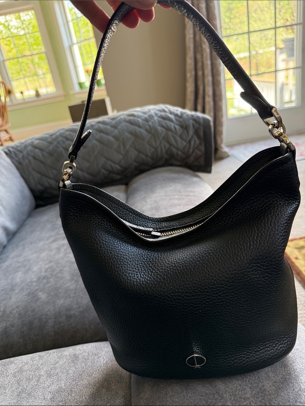 Kate Spade Like New Black Leather Mini Shoulder Bag & detachable crossbody strap